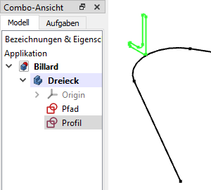 Skizze des L-Profiles f&uuml;r ein Dreieck f&uuml;r Poolbillard