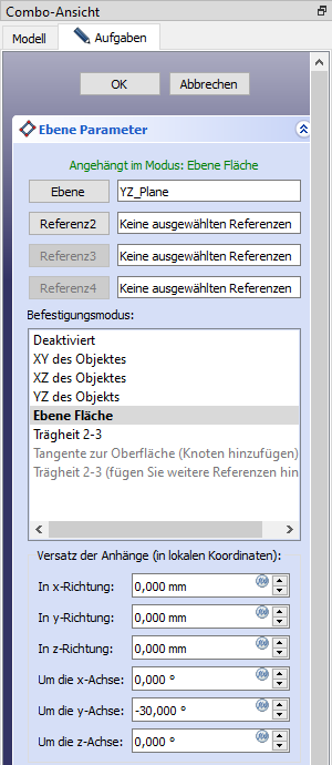 Screenshot Parametermaske f&uuml;r Bezugsebenen
