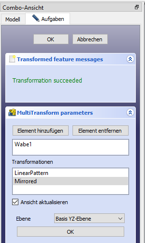 Screenshot Parameter f&uuml;r die Spiegelung