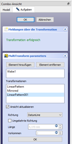 Parameter f&uuml;r Mehrfach-Transformationen