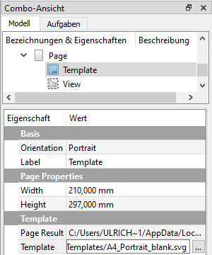 Baumansicht und Eigenschaften von Page Screenshot der Baumansicht und der Eigenschaften von Page