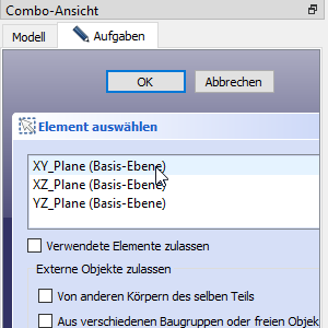 Ebenenauswahl f&uuml;r neue Skizze