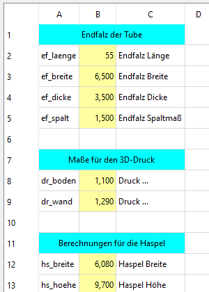 Screenshot Ma&szlig;tabelle