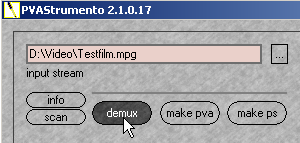 Screenshot:Demuxen starten bei PVAStrumento